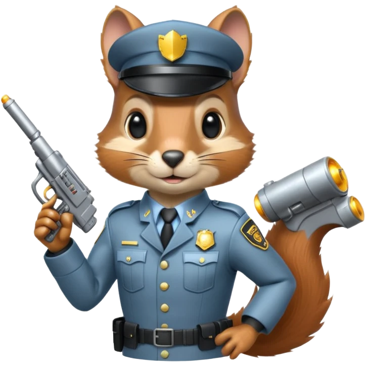 half robot futuristic squirrel cop emoji