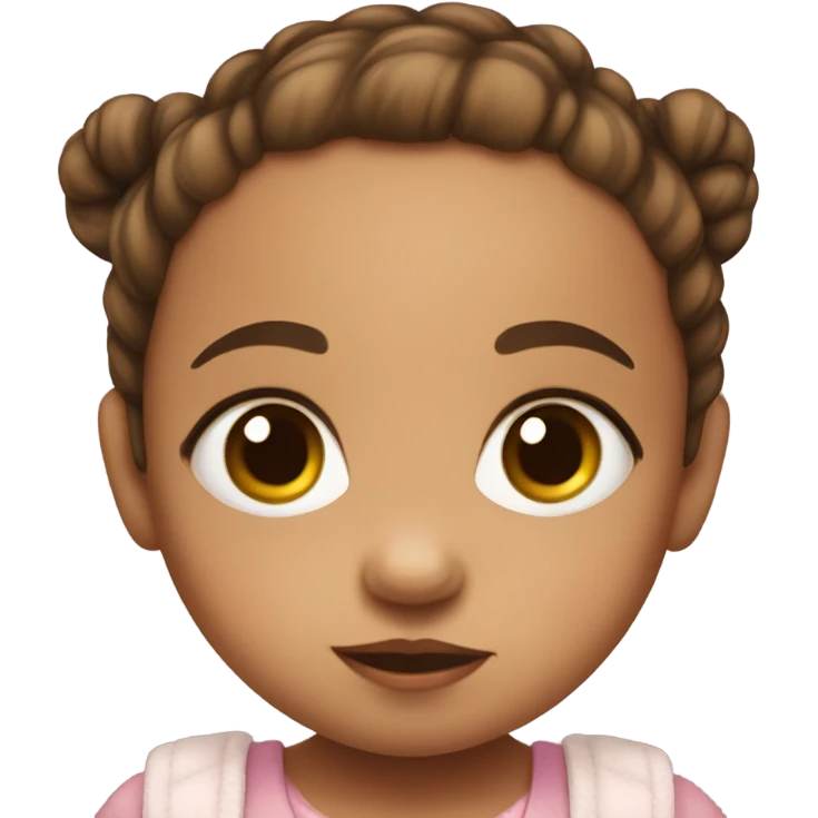 baby girl with brown pigtails and big eyes emoji