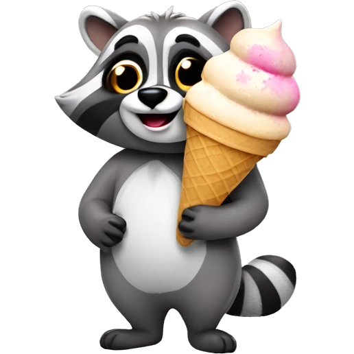 racoon with ice cream emoji