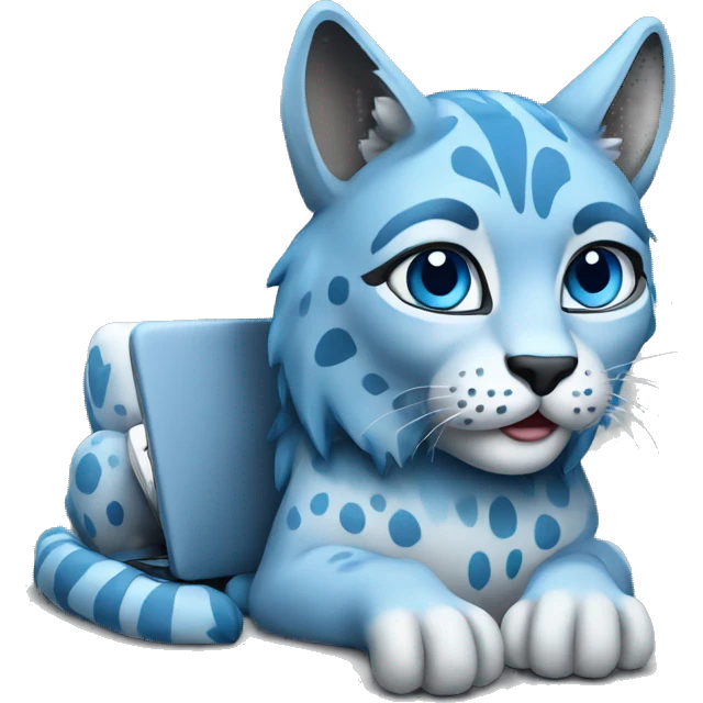 A blue lynx with a laptop emoji