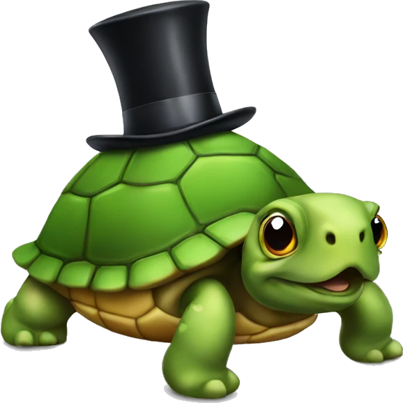 turtle with tophat emoji