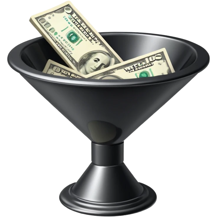 black marketing funnel with dollars at the buttom emoji
