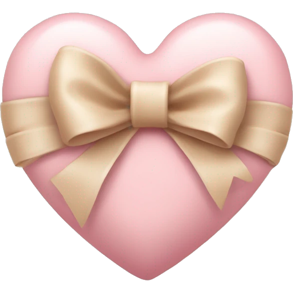 soft pink heart with slightly sandy beige bow and ribbon on it like wrapping a gift emoji