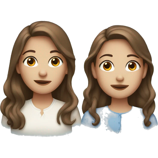 Sisters with brown hair and blue eyes emoji