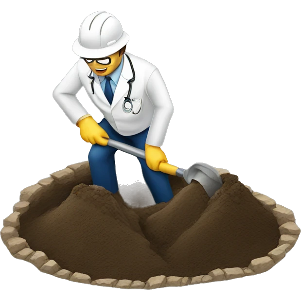Healthcare ceo digging hole with no helmet emoji