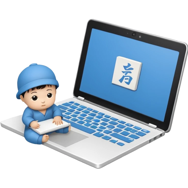 3D 风格的 notebook icon，有 baby boy，中国孩子，和之前女孩的风格一致 emoji