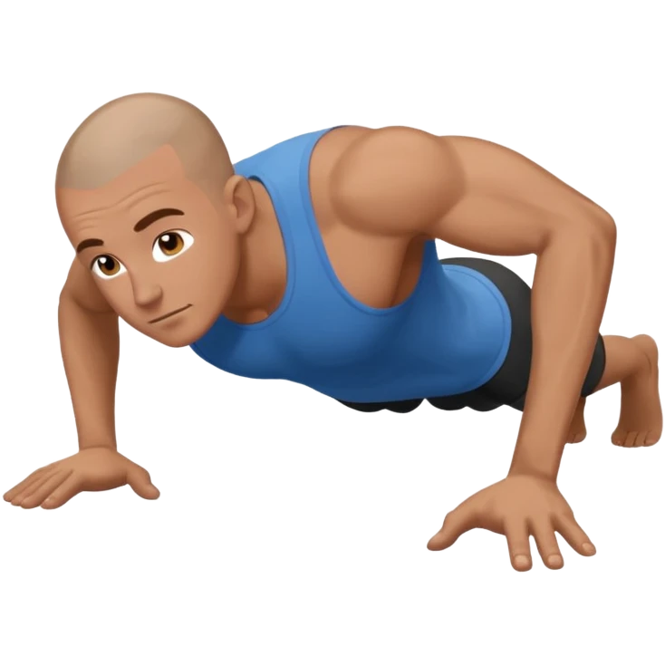 White man brown hair shaved headdoing pushups  emoji