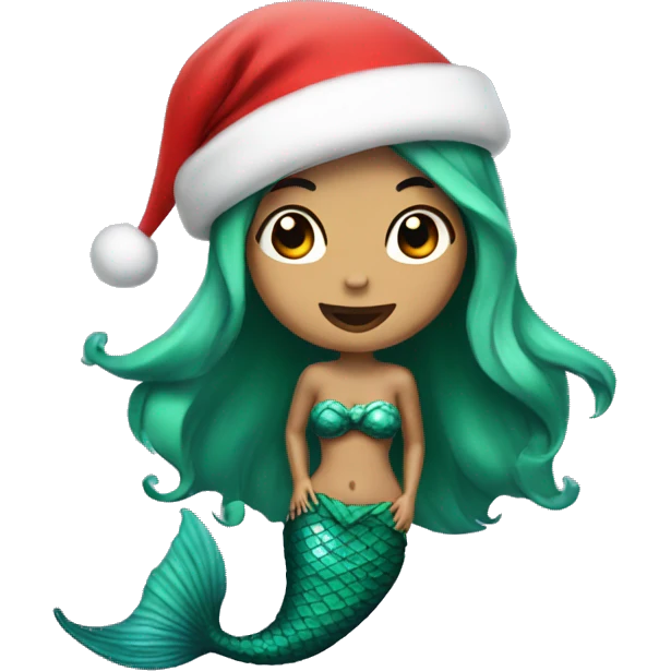 Mermaid with a Christmas hat emoji