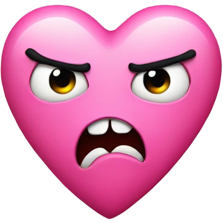 pink heart with angry face emoji