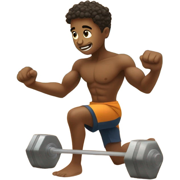 Boy working out on the beach  emoji
