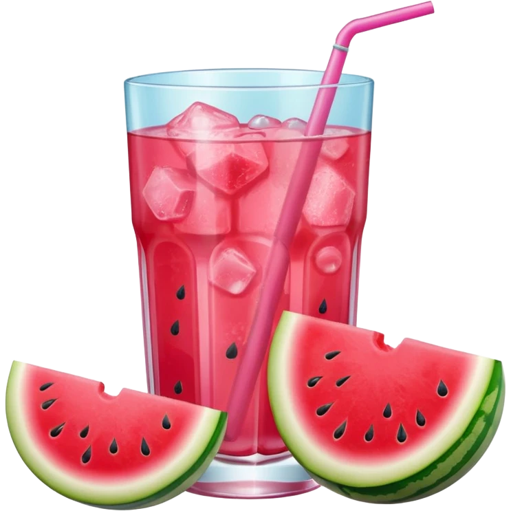 pink soft drink with a watermelon chunk on the rim of glass emoji