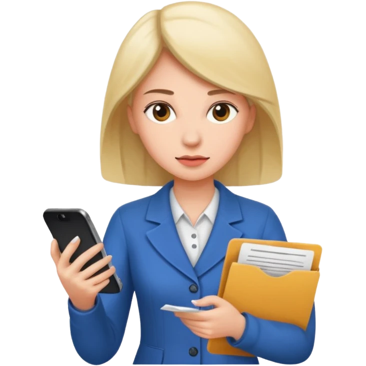 same woman but leaving documents to phone emoji