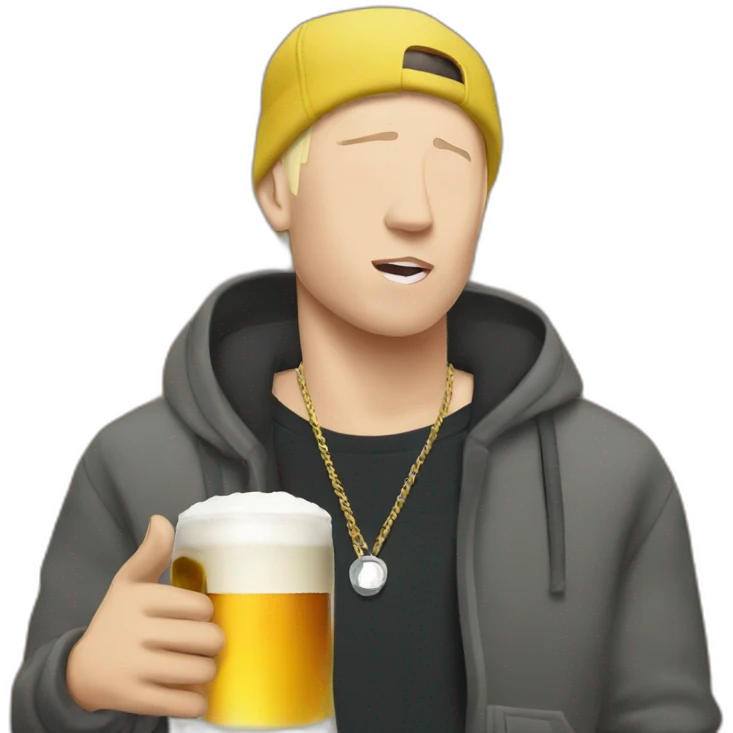 Eminem drinking a beer emoji