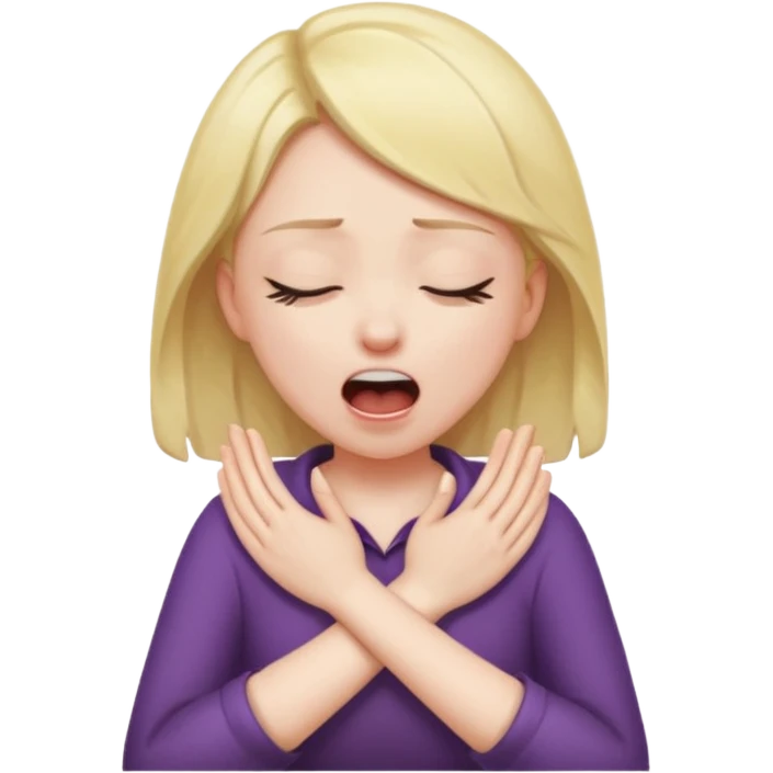 girl screaming eyes closed  with hands crossed around her neck emoji