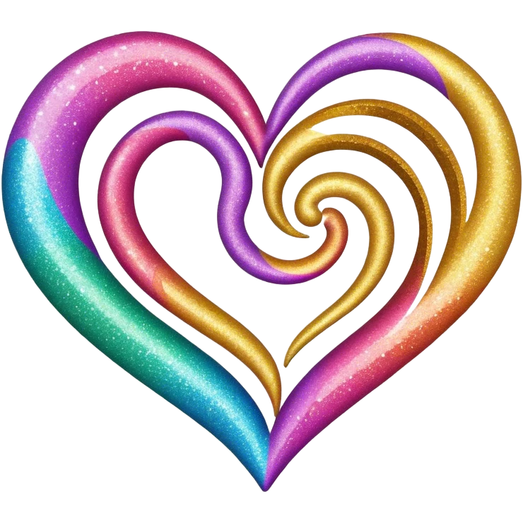 Colorful swirly glitter heart emoji