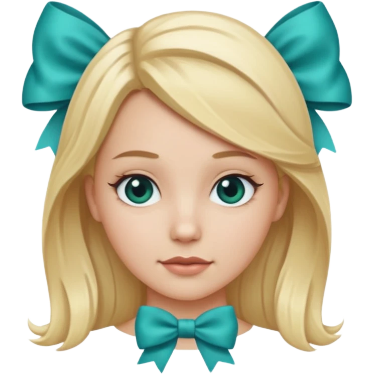 white girl with blond hair and teal bow emoji