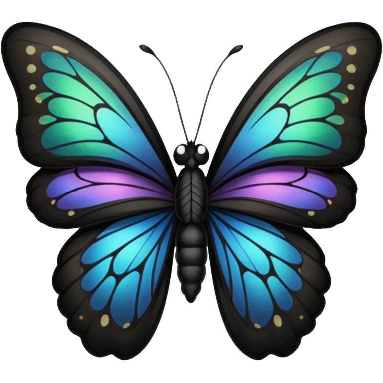 A black butterfly with intricately detailed wings, featuring a central ribbon tied in a bow, blending gothic fashion with nature’s beauty. emoji