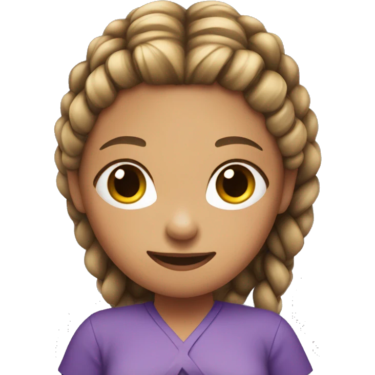girl sitting criss cross purple shirt braids emoji