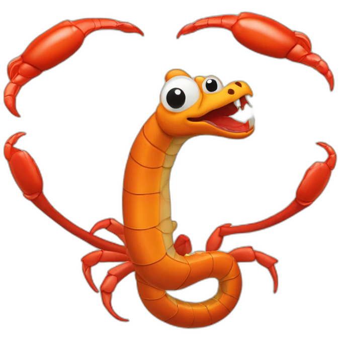 Serpent sur une vache à côté d’un crabe emoji