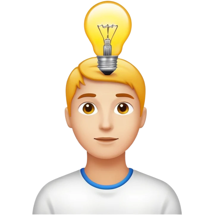 person with light bulb above head, healthy glowing person emoji