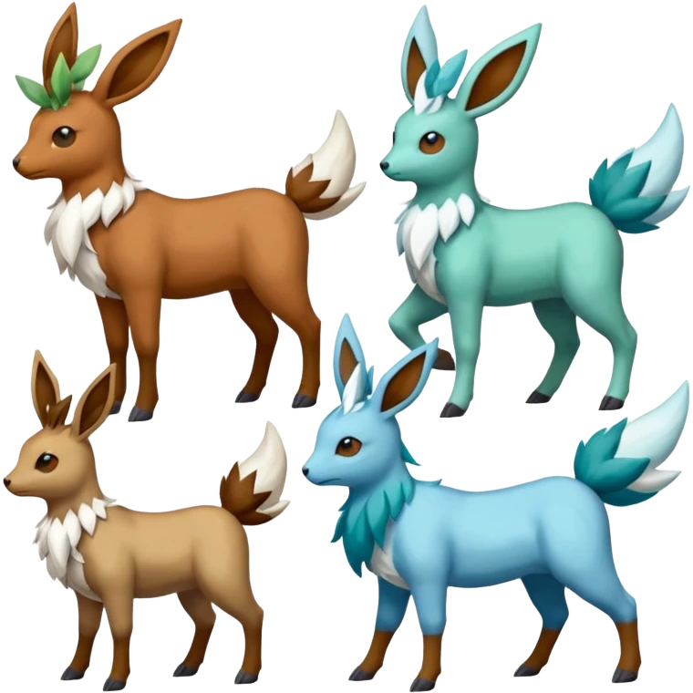 Stantler-Glaceon-Skiddo-Mudbray-Amaura-Flareon-Virizion-fusion-Pokémon-monster (full body) emoji