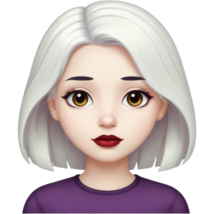 Girl with white hair pale skin dark eyes dark eyebrows plump lips  emoji
