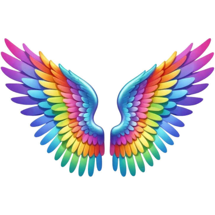 Rainbow angel wings. Left and right rainbow angel wings. Only wings. emoji