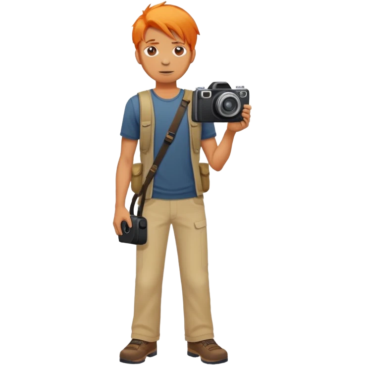 orange hair full body man with camera standing emoji