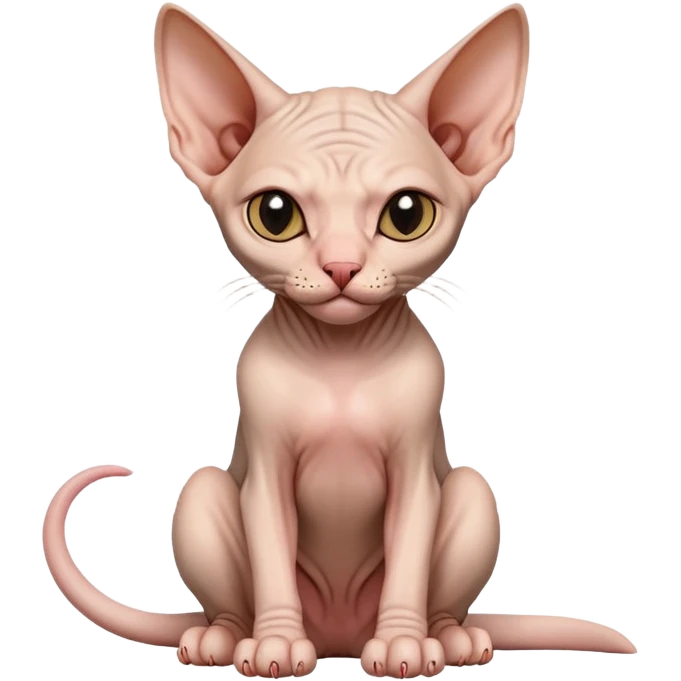 hairless sphynx cat full body sitting winking emoji