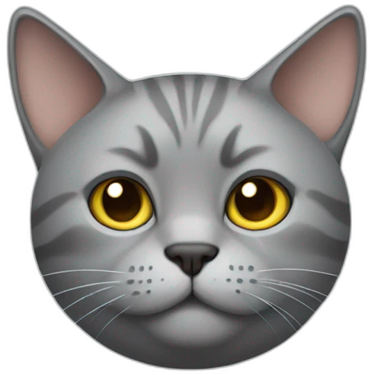 Grey cat with extra fat face no stripes emoji