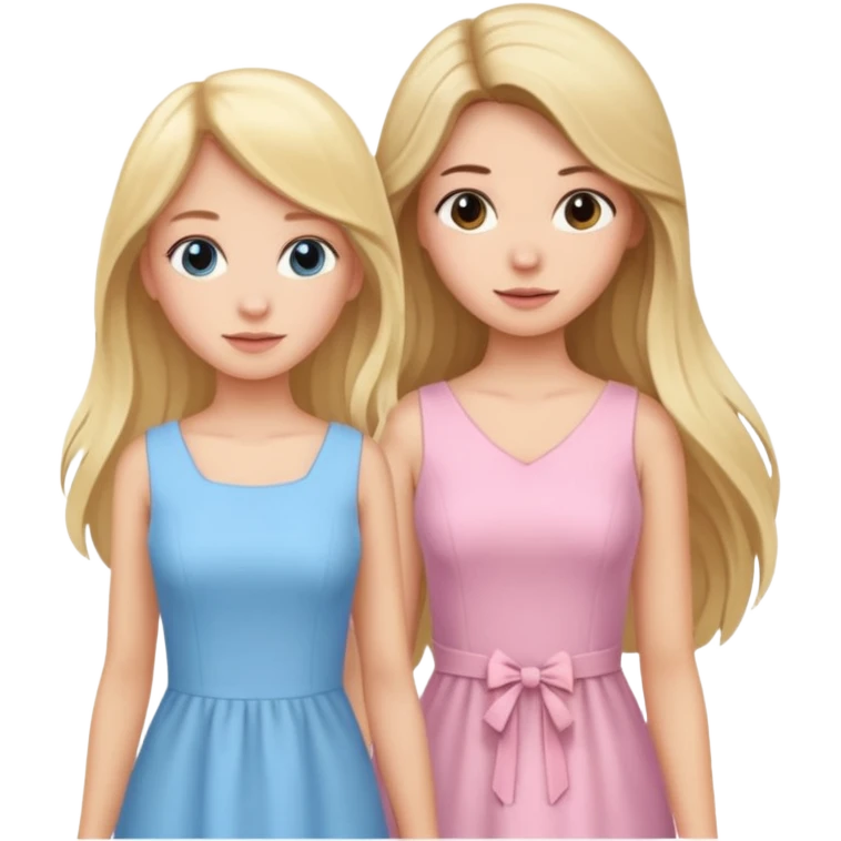 happy pride and predjudice blonde girl in light blue dress and long hair brunette girl in light pink dress emoji