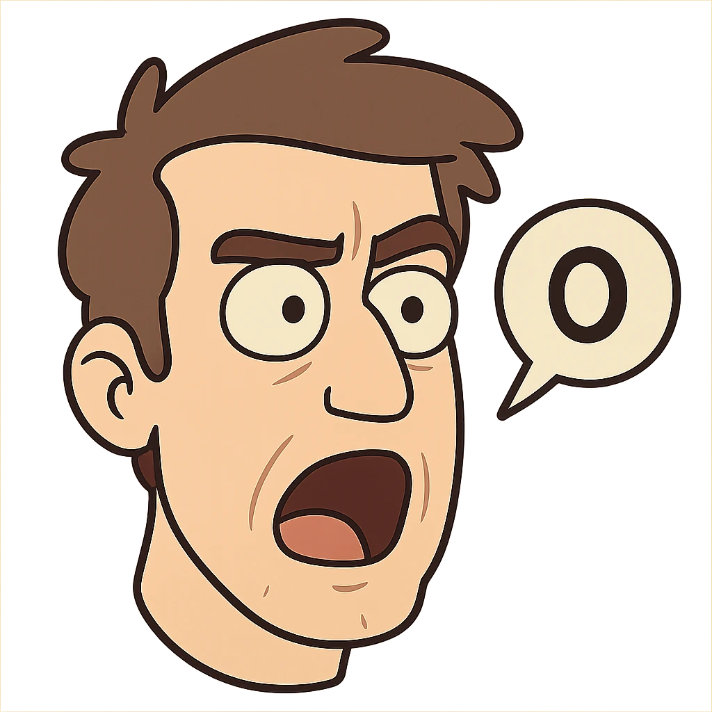 a man's face, animated style, only face visible, flat toon style, saying something emoji