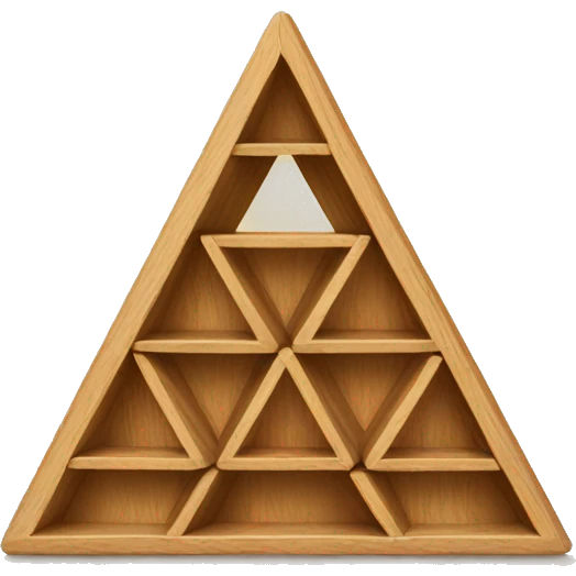 simple 3 wooden blocks that form a triangle once stacked on top of each other. the block gets wider from the bottom emoji