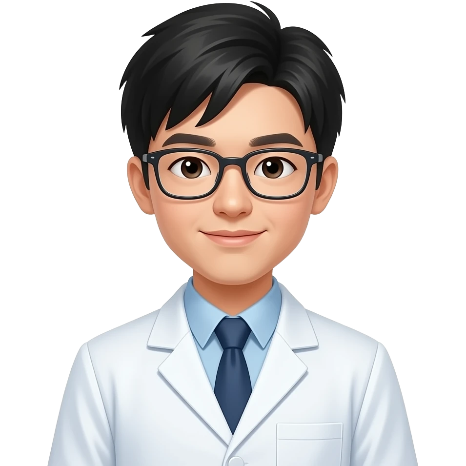 chinese student in a lab coat closeup emoji
