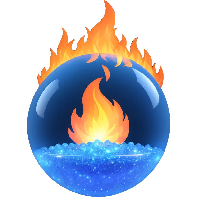 magic ball of blue sparkly fire, ethereal and bright, with twinkling particles emoji
