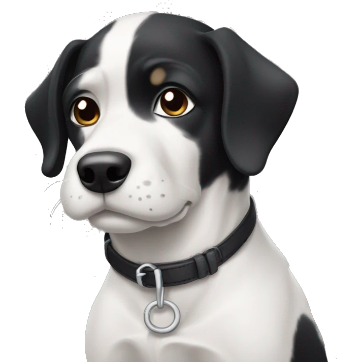 short haired black and white dog with short floppy ears emoji