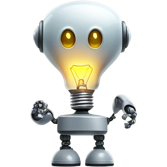 robot holds a light bulb emoji