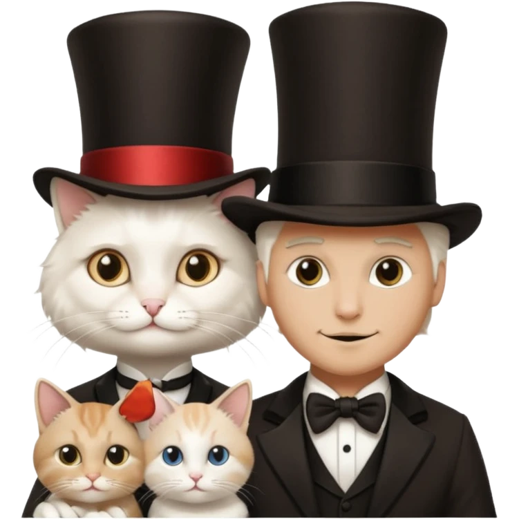magician couple and their pet cat emoji