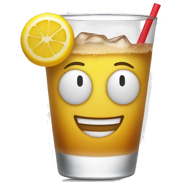 Happy face with a drink emoji
