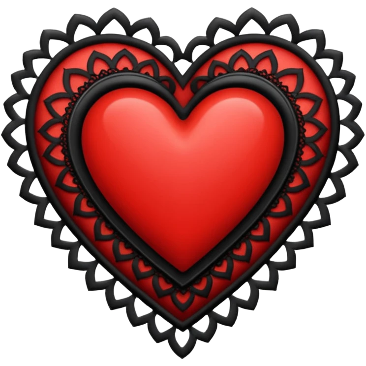 red and black heart with white lace emoji
