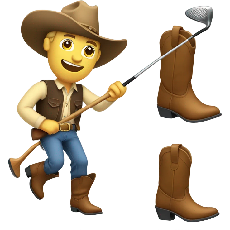 Caucasian cowboy playing golf emoji