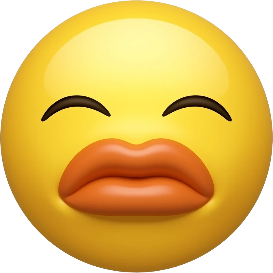 yellow round head with lips pucked up (trying not to laugh) and eyes closed emoji