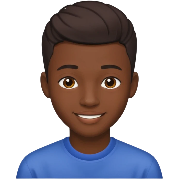 Une homme de 17 ans il a la peau noir foncé , des lèvres pulpeuses  . Il a un taper  emoji