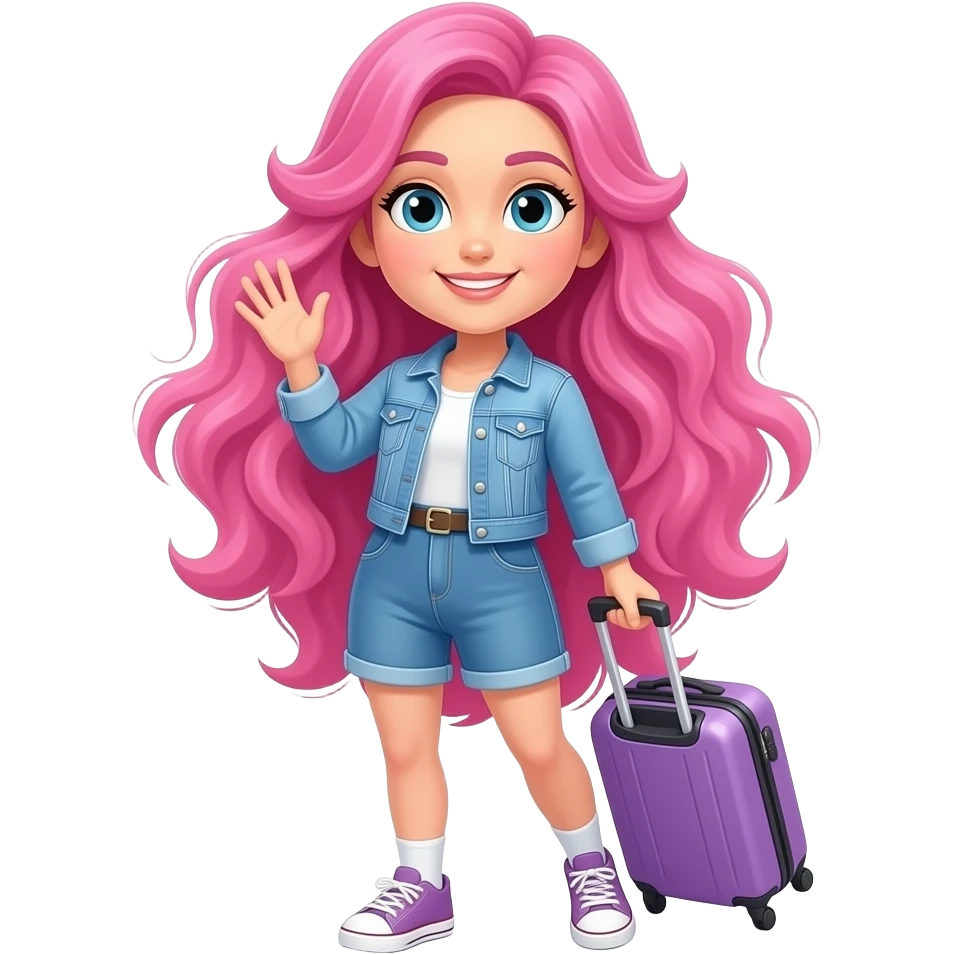 Funky Pink hair woman with suitcase emoji