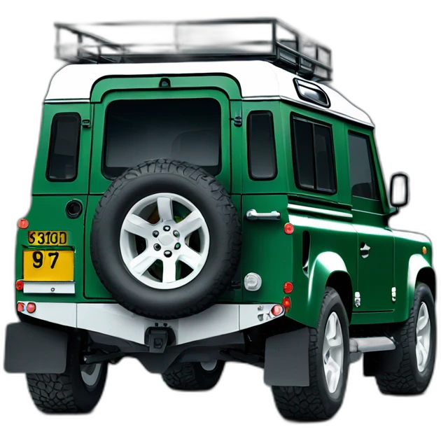 green land rover defender 110 with white roof and white wheels emoji