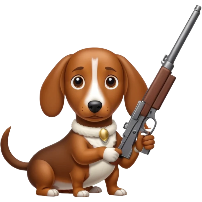 Wiener dog with gun emoji
