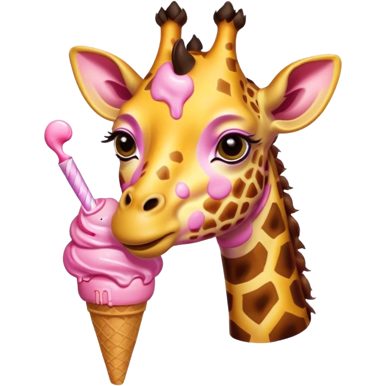 dondurma yiyen zürafa emoji