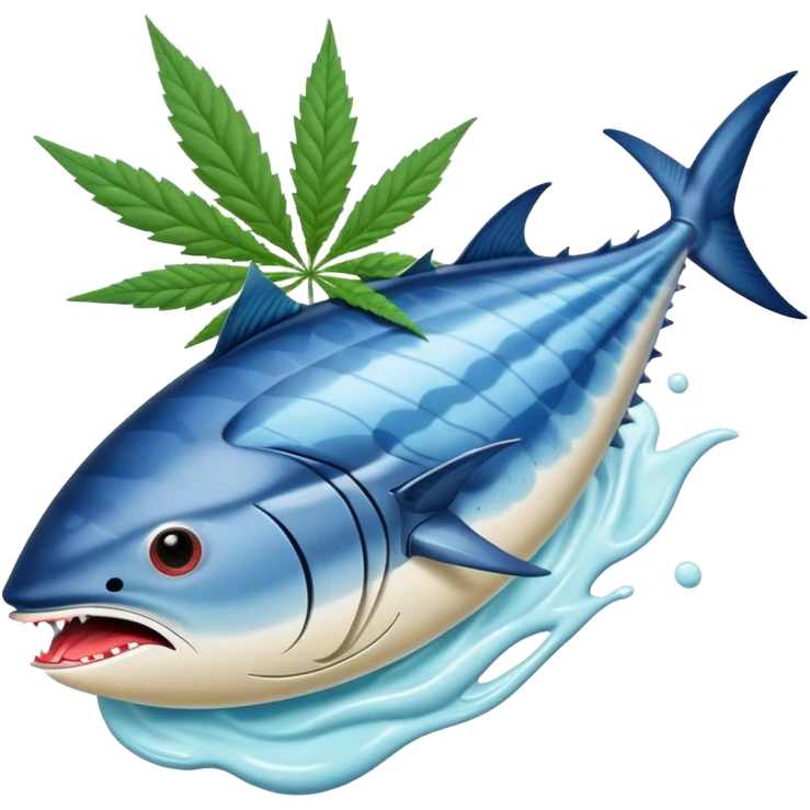 bluefin tuna in a gelato with cannabis leaf emoji