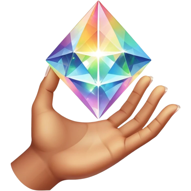 Create a stunning open hand with a prism in the middle of it emoji