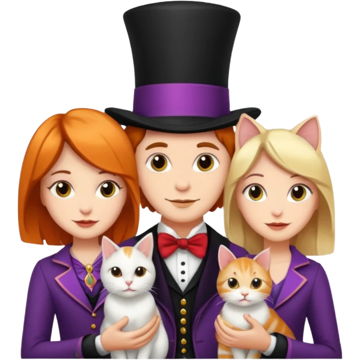 magician couple and their pet cat emoji
